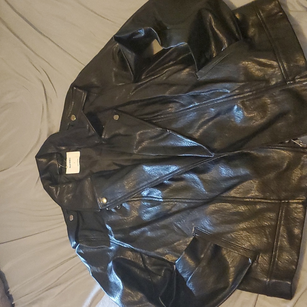 Black Faux Leather Old Navy Jacket (Large)